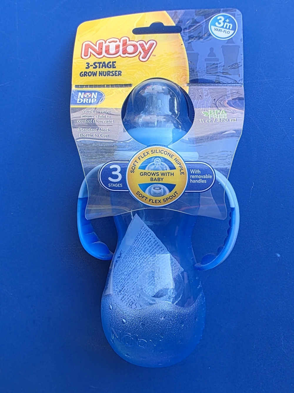 Nuby 3-Stage Grow Nurser Sippy Bottle - Blue